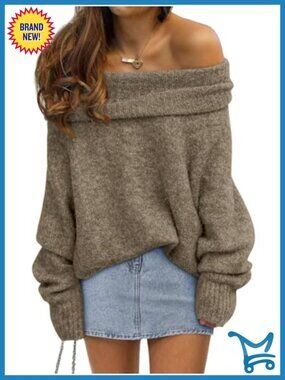 Off The Shoulder Oversized Pullover Sweater Cozy Going Out Top